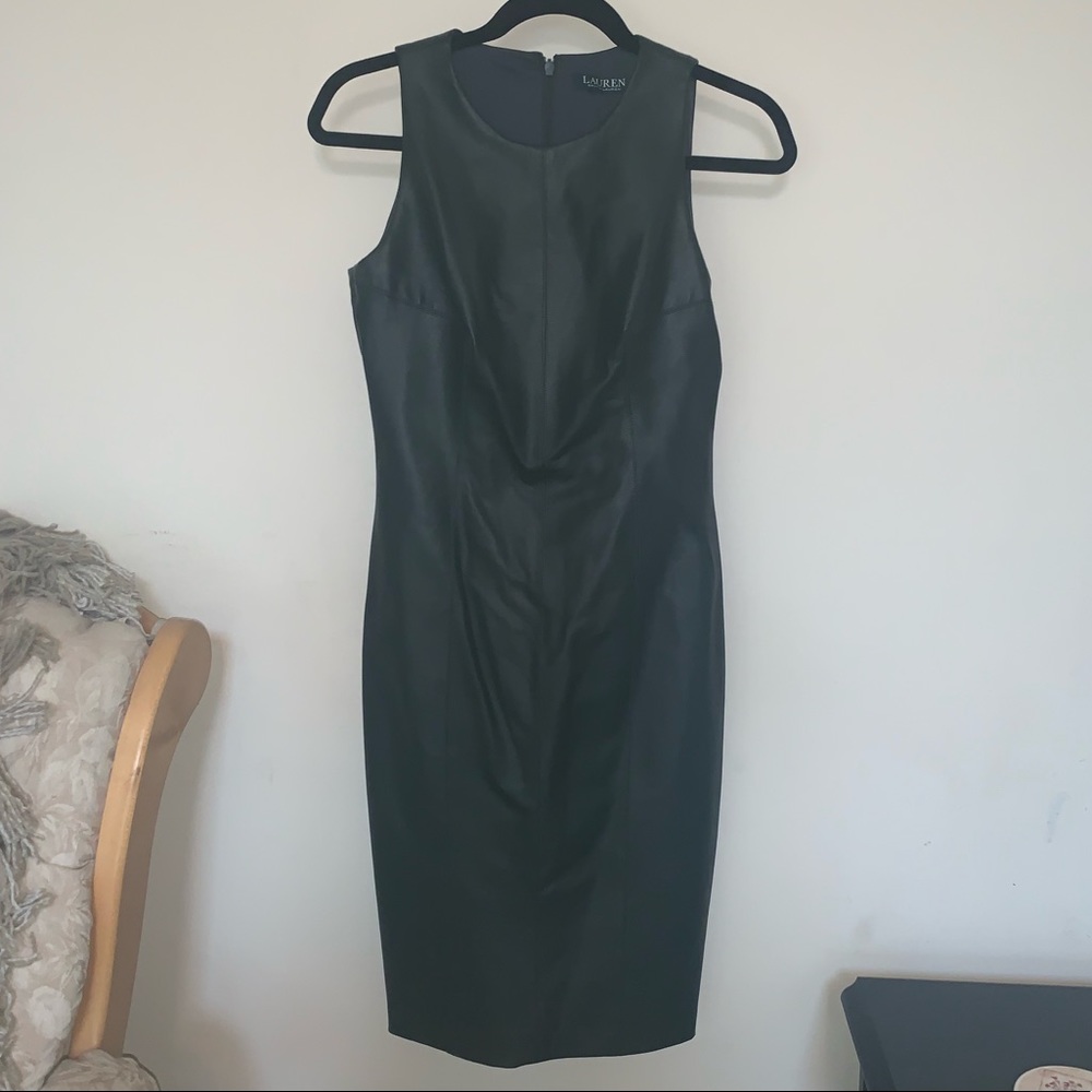 Ralph Lauren Green Leather Dress
